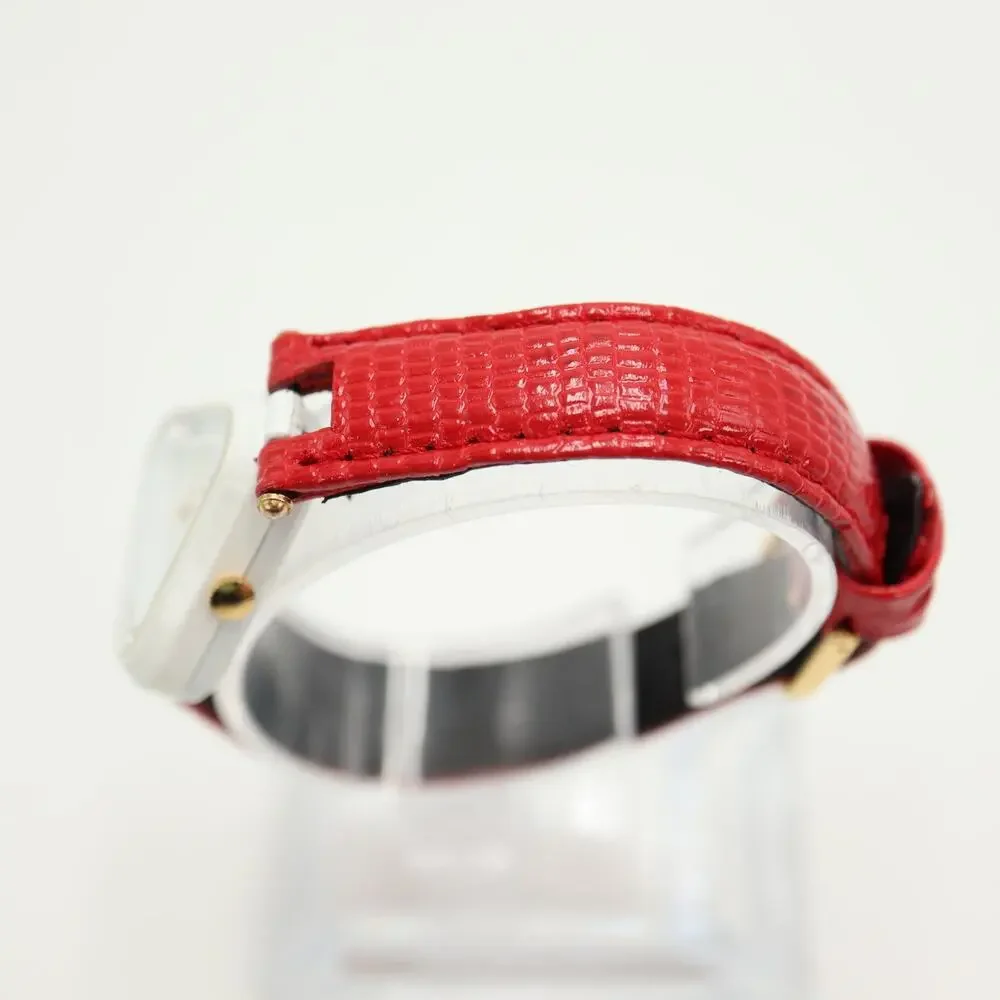 Vintage Edison White Triangle Art 26mm Womens Watch Red Leather w New Battery
